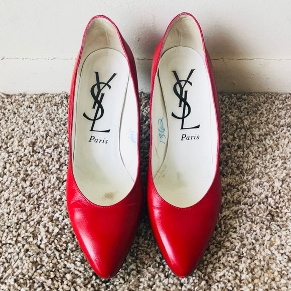 Yves Saint Laurent Shoes - Yves Saint Laurent Red Leather Shoes Size 6.5
